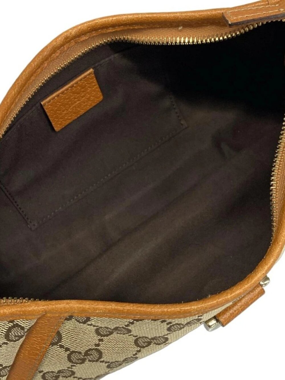 GUCCI GG Pattern, Abbey 130939 Beige Dark Brown Brown Jacquard Leather Handbag - Picture 15 of 16